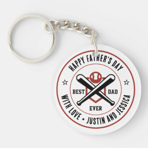 父の日名前をカスタムすると写真野球パパ キーホルダー