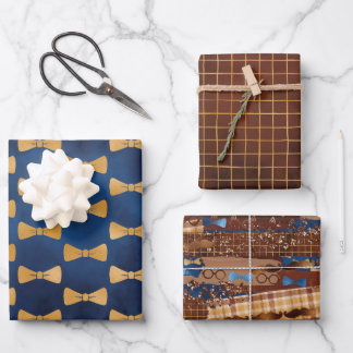 父の日弓のネクタイ、眼鏡と口ひげ ラッピングペーパーシート