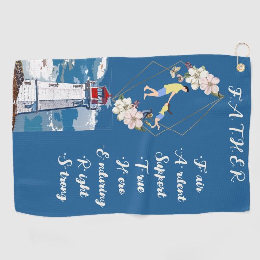 父の日引用文パパ娘ボンディングライトハウス ゴルフタオル (横)