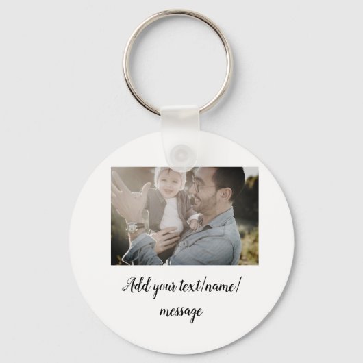 父の日息子の父パパ追加フォト文字パパgif キーホルダー (正面)