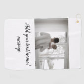 父の日息子の父パパ追加フォト文字パパgif ゴルフタオル (横)