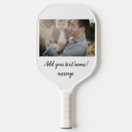 父の日息子の父パパ追加フォト文字パパgif ピックルボールラケット (正面)