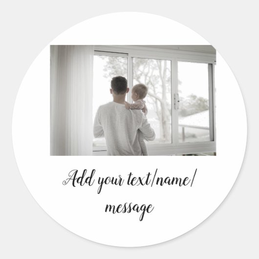 父の日息子の父パパ追加フォト文字パパgif ラウンドシール (正面)