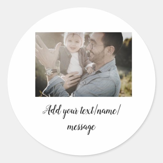 父の日息子の父パパ追加フォト文字パパgif ラウンドシール (正面)
