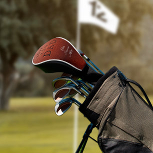 父の日愛あなたパパヴィンテージブラウンレザー ゴルフヘッドカバー