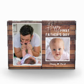 父の日新しい父の日2枚の写真パレットウッ   ドP フォトブロック (正面)