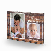 父の日新しい父の日2枚の写真パレットウッ   ドP フォトブロック (右)