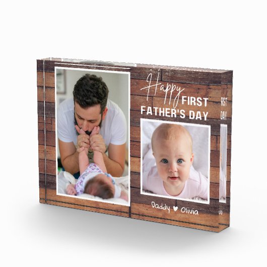 父の日新しい父の日2枚の写真パレットウッ   ドP フォトブロック (右)