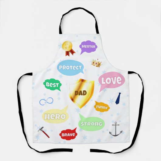 父の日最高のパパワードクラウドキングクラウンラブ エプロン (正面)