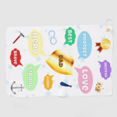 父の日最高のパパワードクラウドキングクラウンラブ ゴルフタオル (横)