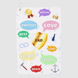 父の日最高のパパワードクラウドキングクラウンラブ ゴルフタオル