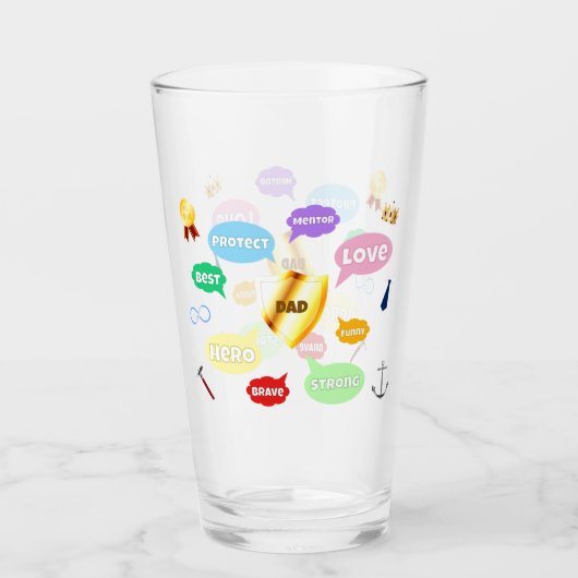 父の日最高のパパワードクラウドキングクラウンラブ タンブラーグラス (正面)