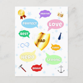 父の日最高のパパワードクラウドキングクラウンラブ ポストカード