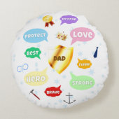 父の日最高のパパワードクラウドキングクラウンラブ ラウンドクッション (裏面)