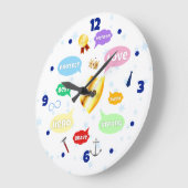 父の日最高のパパワードクラウドキングクラウンラブ ラージ壁時計 (傾斜)