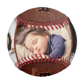 父の日最高のパパ茶色の革のスタンプ写真 野球ボール (正面)