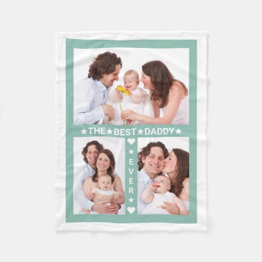 父の日最高のパパEver Family Photo Collage フリースブランケット (正面)