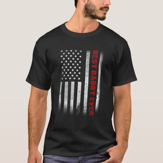 父の日最高の父がアメリカ国旗を持つ Tシャツ (正面)