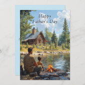 父の日父と息子ログキャビンのキャンプファイア (正面/裏面)