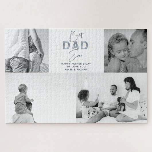 『父の日父の最高の4枚の写真 – 埃っぽい青』 ジグソーパズル (横)