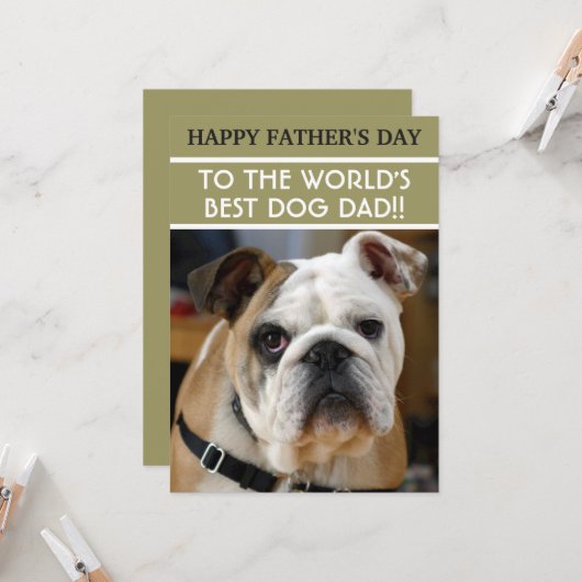 父の日犬のパパとカスタム写真 カード (正面/裏面インサイチュ)