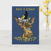 父の日用カードパパ、鹿とカラス カード (黄色い花)