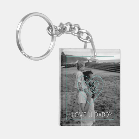 父の日白黒フォトケルトハートラブ キーホルダー (正面左)