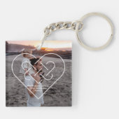 父の日白黒フォトケルトハートラブ キーホルダー (裏面)