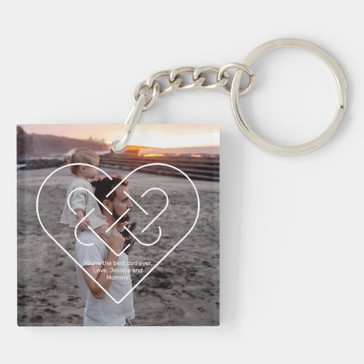 父の日白黒フォトケルトハートラブ キーホルダー (裏面)