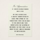 父の日聖ヨセフ追悼のカード (裏面)