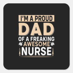 父の日誇りを持ったパパナース スクエアシール