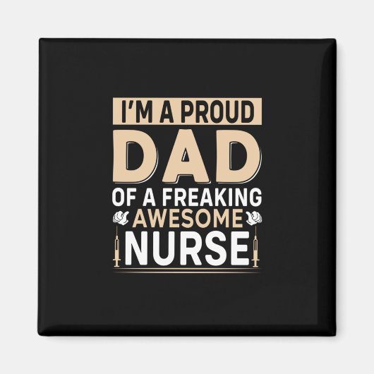 父の日誇りを持ったパパナース マグネット (正面)