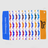 父の日誕生日おもしろい口ひげ名前をカスタムする ゴルフタオル (横)