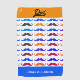 父の日誕生日おもしろい口ひげ名前をカスタムする ゴルフタオル
