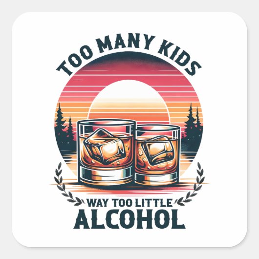 父の日贈り物 | 子供が多すぎる スクエアシール (正面)