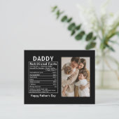 父の日限定パーソナライズド Daddy Nutritional Facts ポストカード (スタンド正面)
