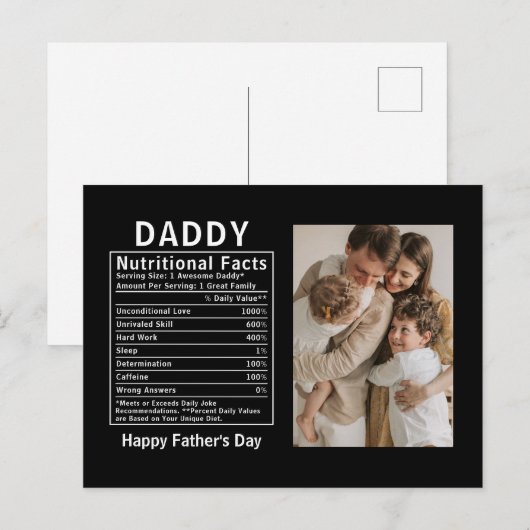 父の日限定パーソナライズド Daddy Nutritional Facts ポストカード (正面/裏面)