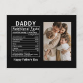 父の日限定パーソナライズド Daddy Nutritional Facts ポストカード (正面)