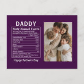 父の日限定パーソナライズド Daddy Nutritional Facts ポストカード (正面)