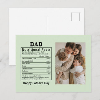 父の日限定パーソナライズドDad Nutritional Facts ポストカード