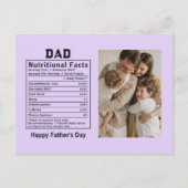 父の日限定パーソナライズドDad Nutritional Facts ポストカード (正面)