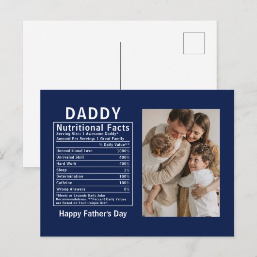 父の日限定パーソナライズドDaddy栄養成分表示 ポストカード (正面/裏面)