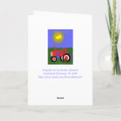 父の日魚釣りポールと赤トラクターカード カード (裏面)