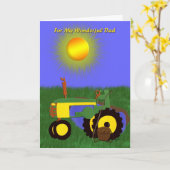 父の日魚釣りポール&グリーントラクターカード カード (黄色い花)