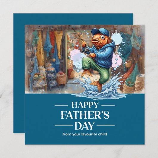父の日魚釣り恋人パパ カード (正面/裏面)