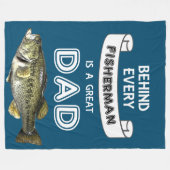 父の日魚釣り素晴らしパパ フリースブランケット (正面(横))