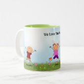 『父の日2男の子1女スティックキッズマグ』 ツートーンマグカップ (正面左)