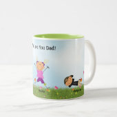 『父の日2男の子1女スティックキッズマグ』 ツートーンマグカップ (正面右)