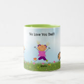 『父の日2男の子1女スティックキッズマグ』 ツートーンマグカップ (中央)