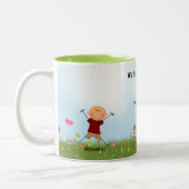 『父の日2男の子1女スティックキッズマグ』 ツートーンマグカップ (左)